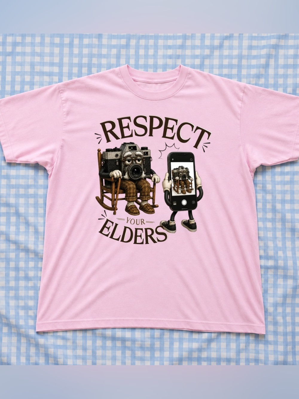 Vintage Gildan Pink Respect Your Elders Graphic T‑Shirt
